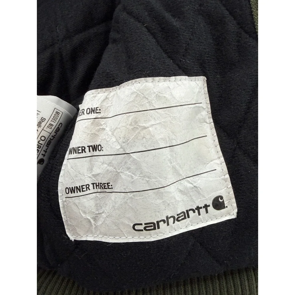 Carhartt Hooded Canvas Jacket Kids 12M Olive Green Quilted Lining